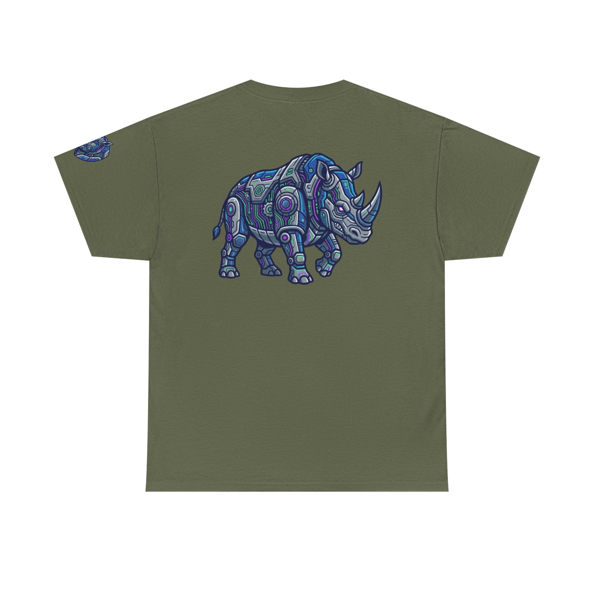 Color: Military Green | Cyber Rhino Premium Graphic Tee