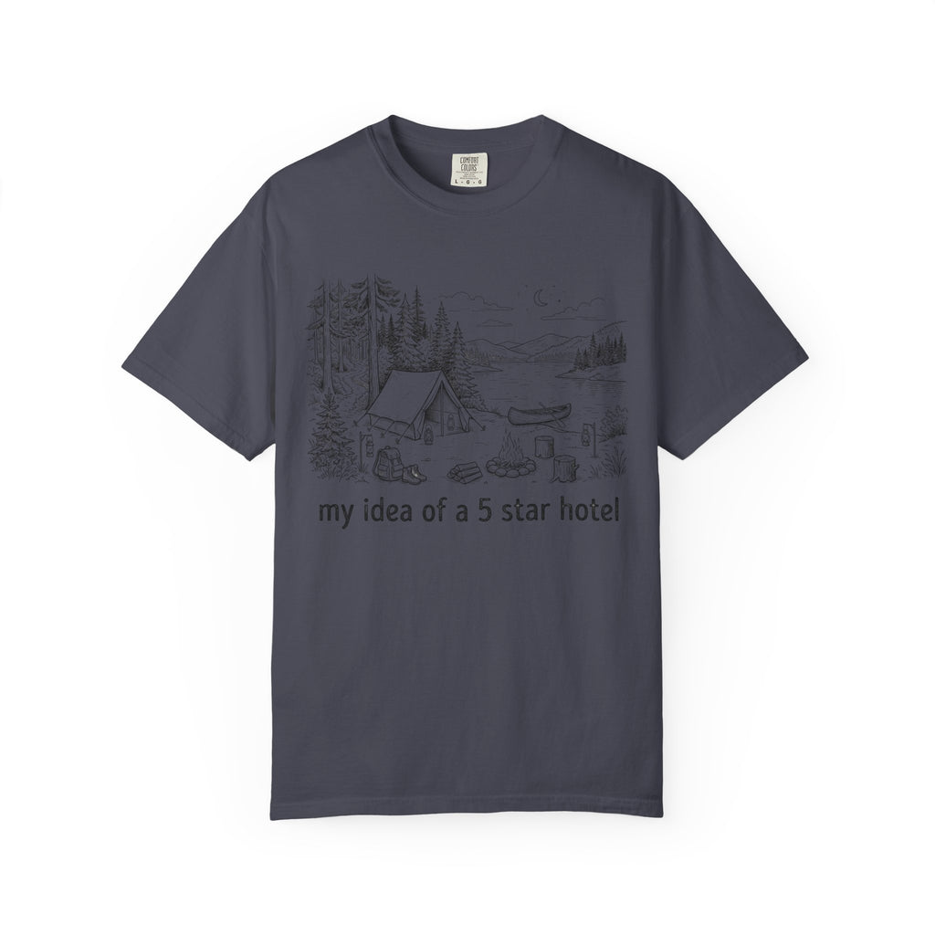 "Five Star Hotel Black Line Art" Unisex Garment-Dyed Tee