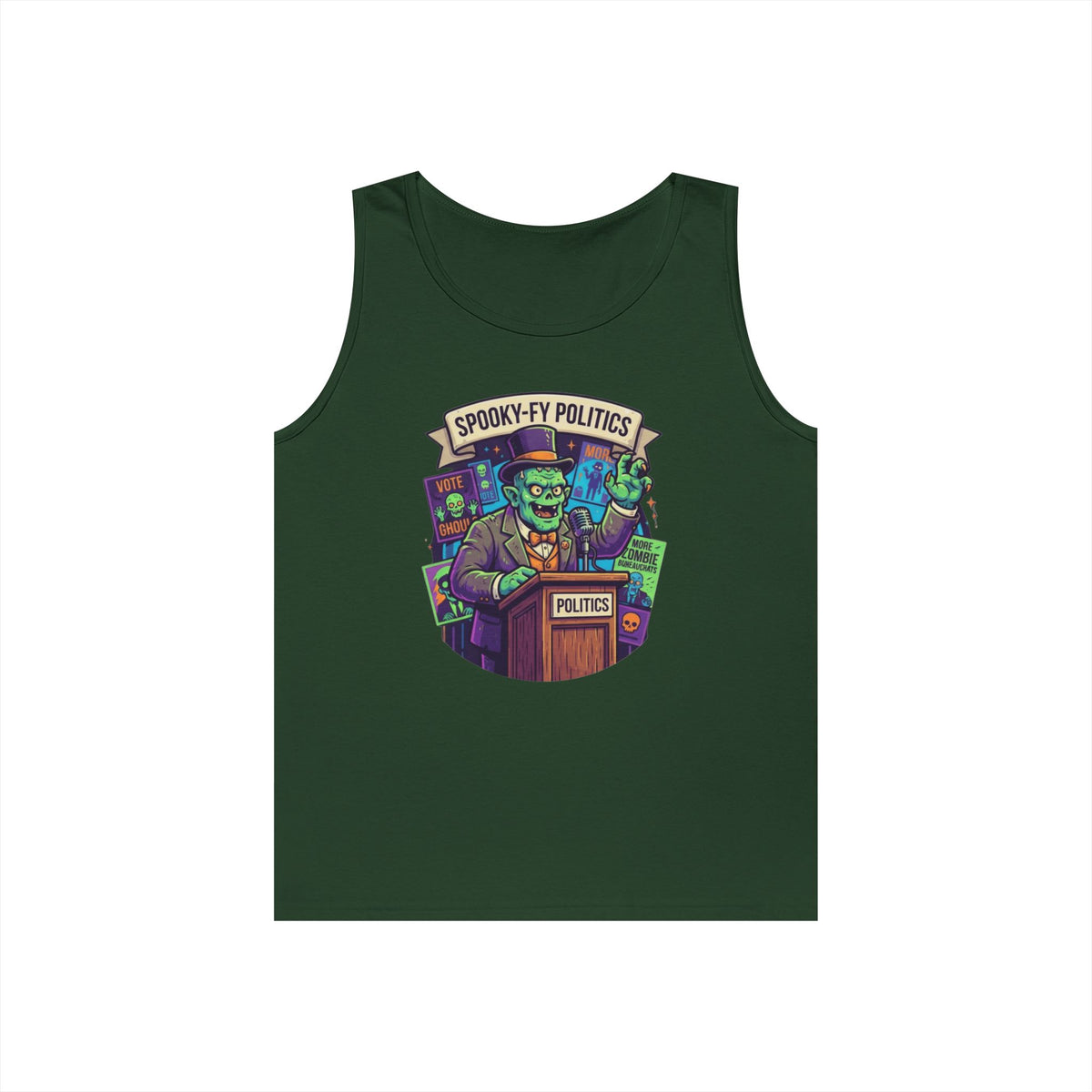 Color: Forest Green | Spooky-Fy Politics Tank Top
