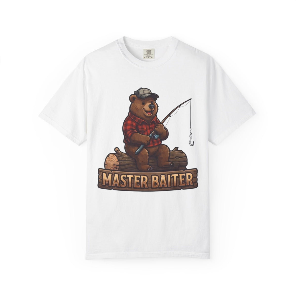 Color: White | Bear Master Baiter Unisex Garment-Dyed Tee