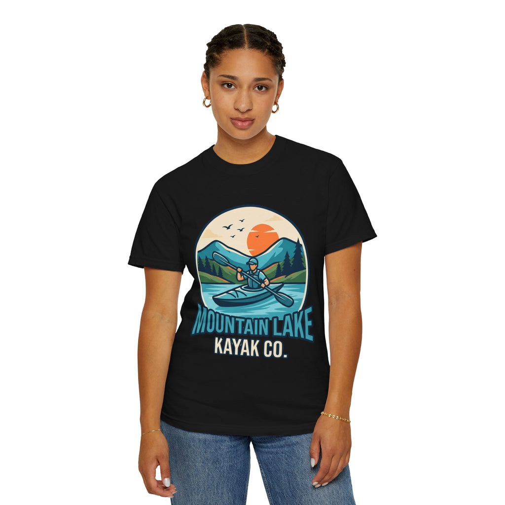 "Mountain Lake Kayak" Unisex Garment-Dyed Tee