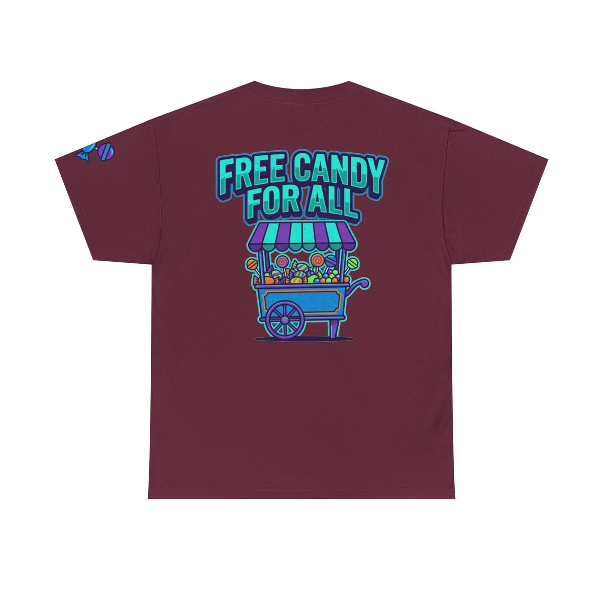 Color: Maroon | Free Candy For All Premium Graphic Tee