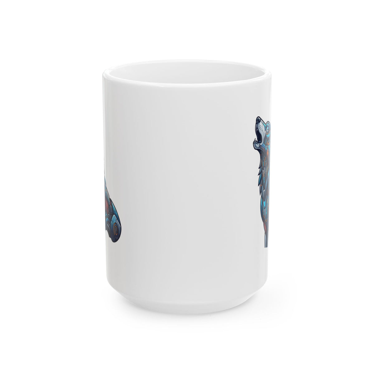 "Cyber Wolf" White Ceramic Mug