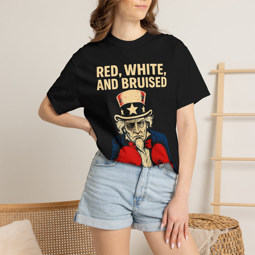 "RED, WHITE, AND BRUISED" Unisex Garment-Dyed T-shirt
