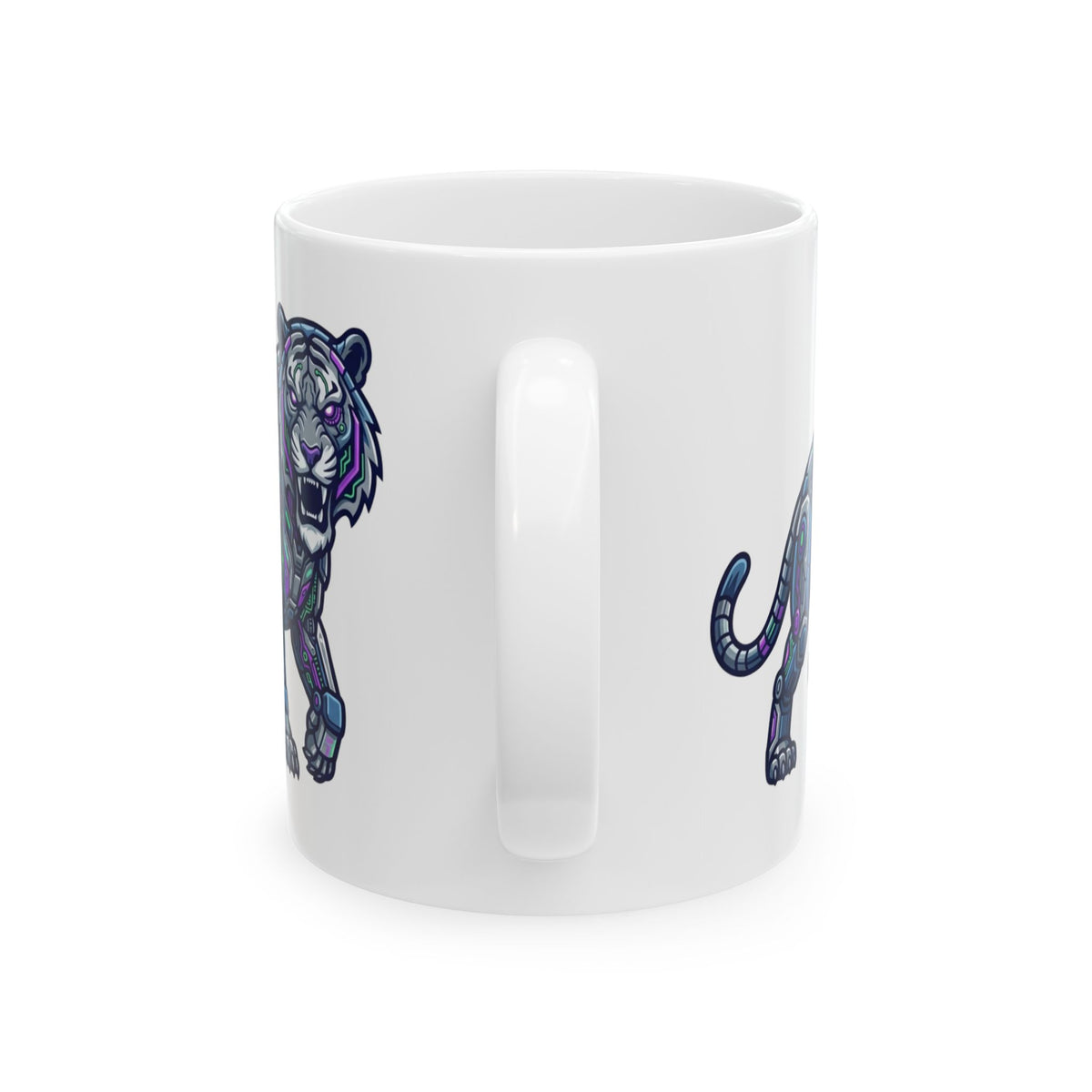 "Cyber Tiger" White Ceramic Mug