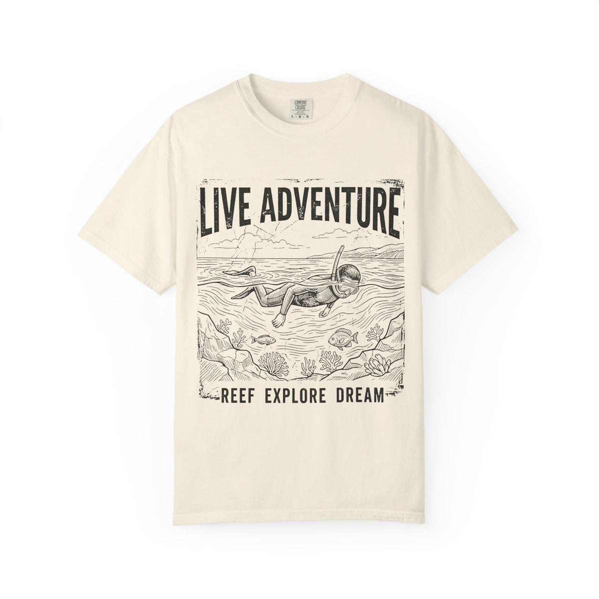 Color: Ivory | Live Adventure Surfing Unisex Garment-Dyed Tee