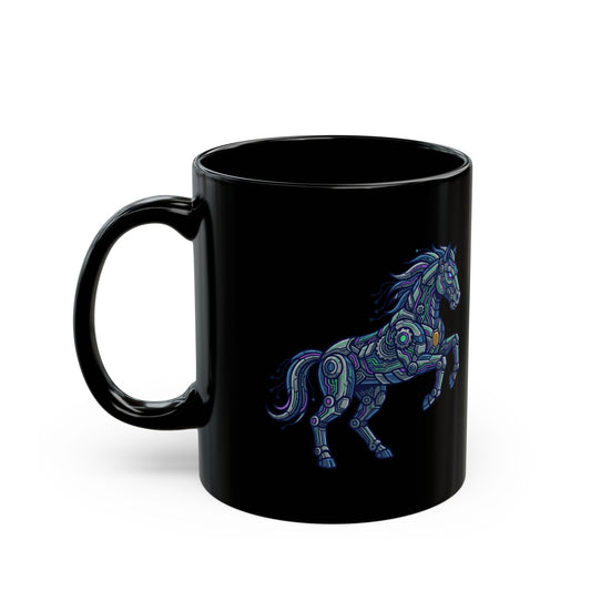 "Cyber Mustang" Black Ceramic Mug