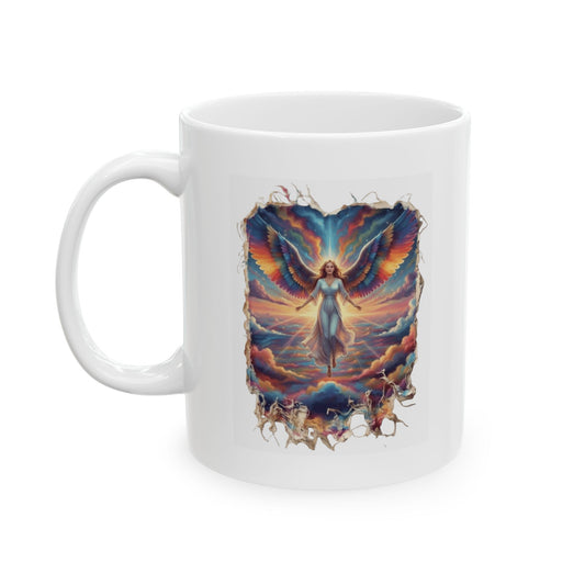 "Rainbow Angel" White Ceramic Mug