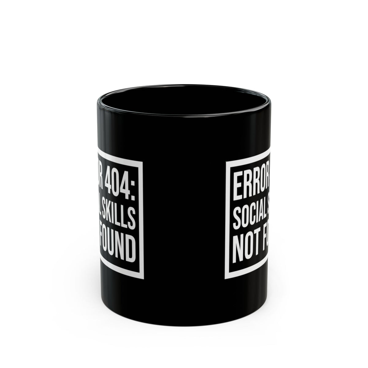 "Social Skills Not Found" Black Ceramic Mug
