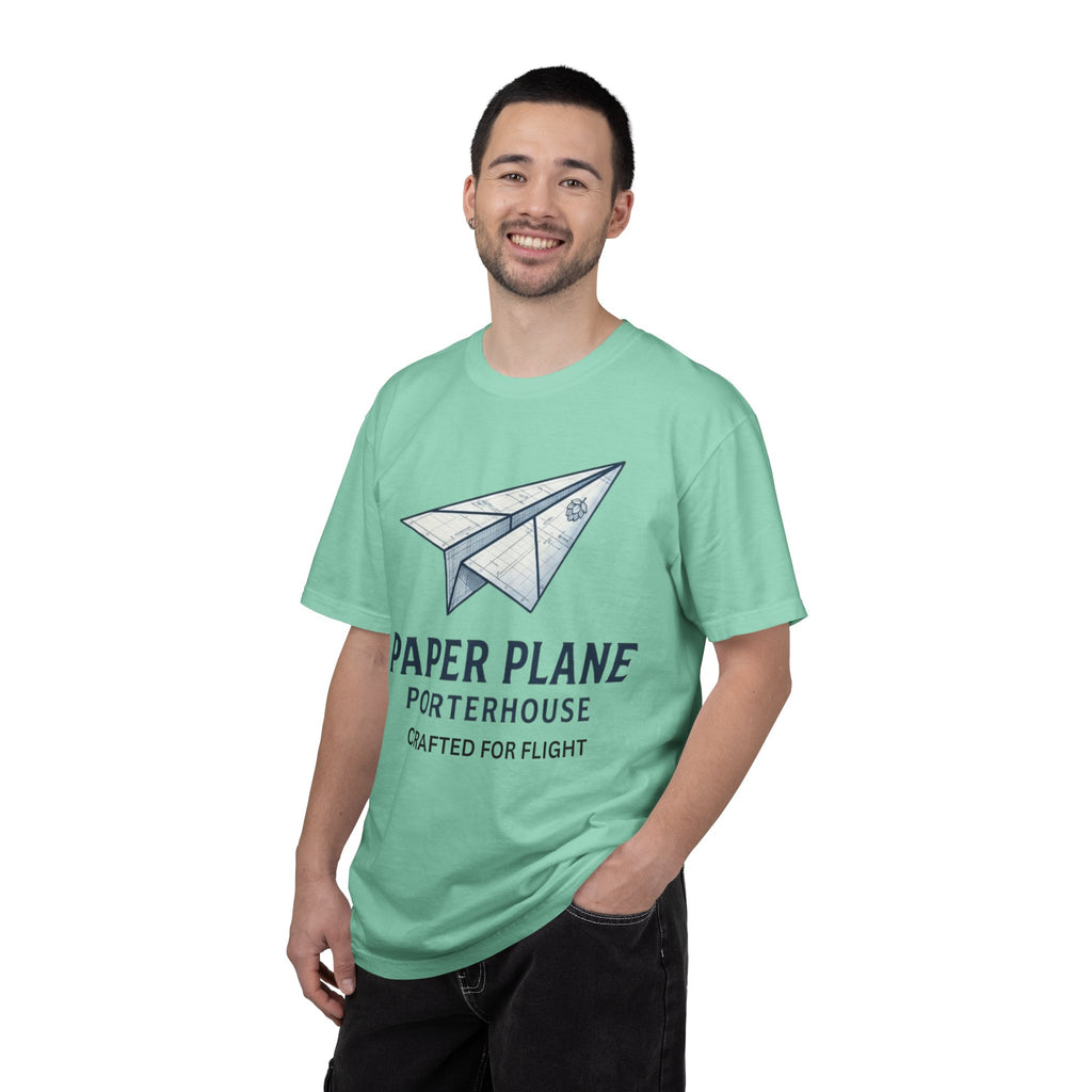 "Paper Plane Porterhouse" Unisex Garment-Dyed Tee