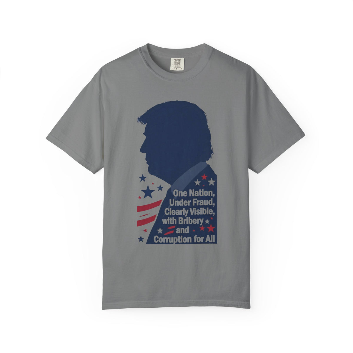Color: Grey | One Nation Under Fraud | Garment-Dyed Tee — AttitudeShirts