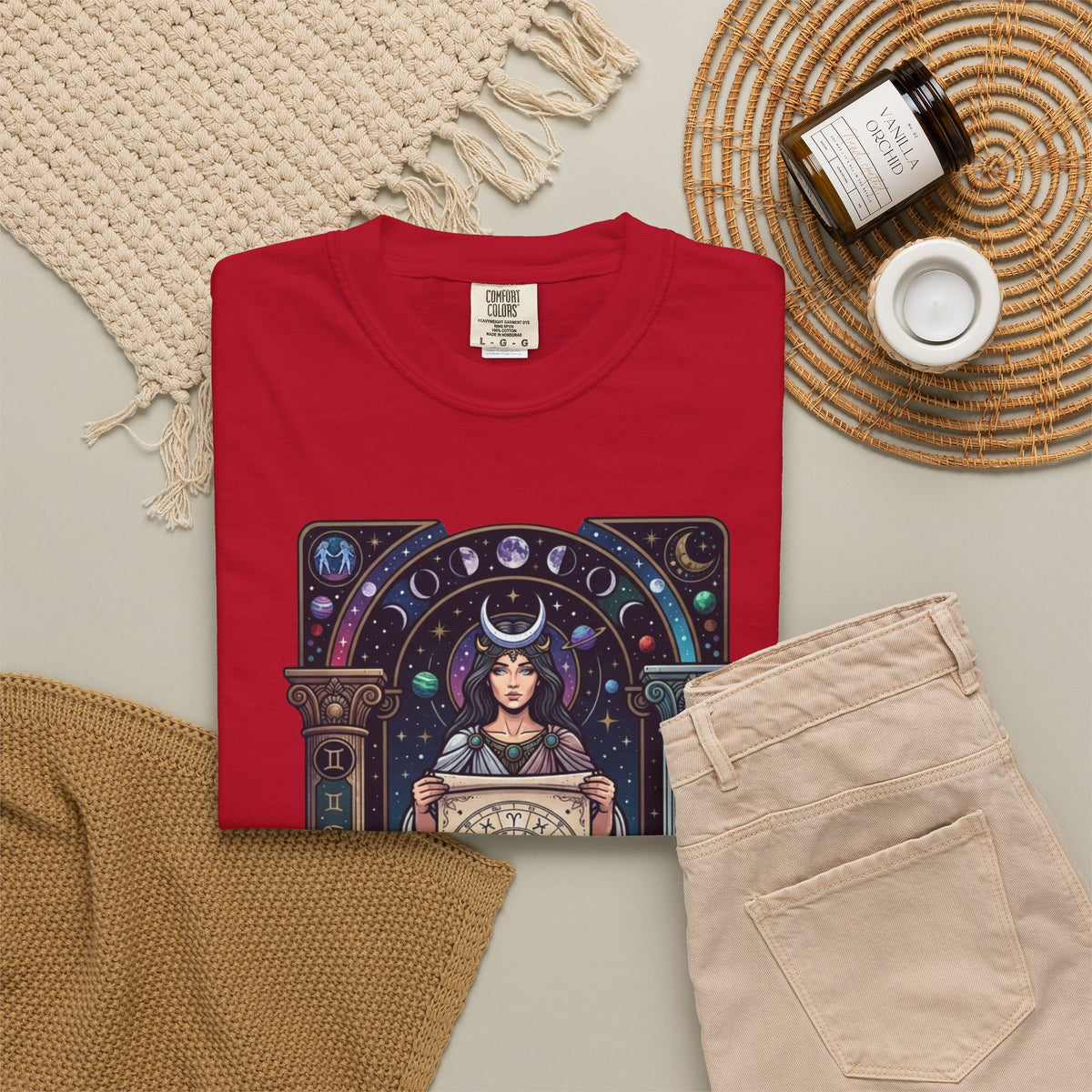 "The Cosmic Tarot (High Priestess)" Unisex Garment-Dyed Tee