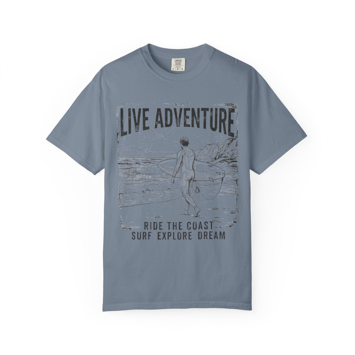 Color: Blue Jean | Live Adventure - Surf Unisex Garment-Dyed Tee