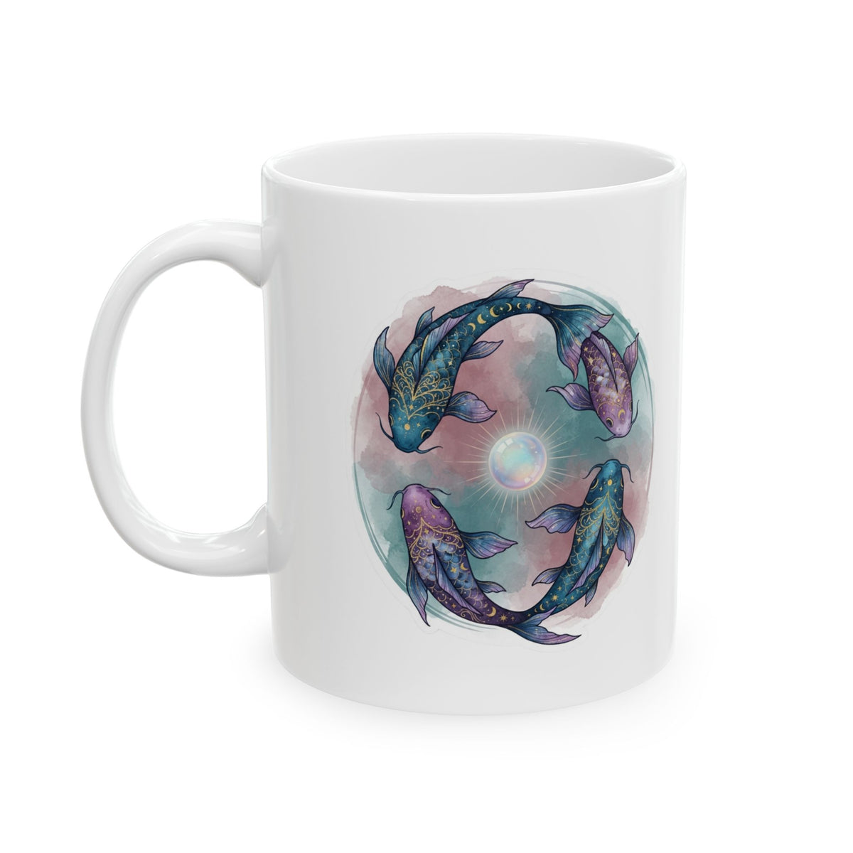"Pisces The Infinite Fish" White Ceramic Mug