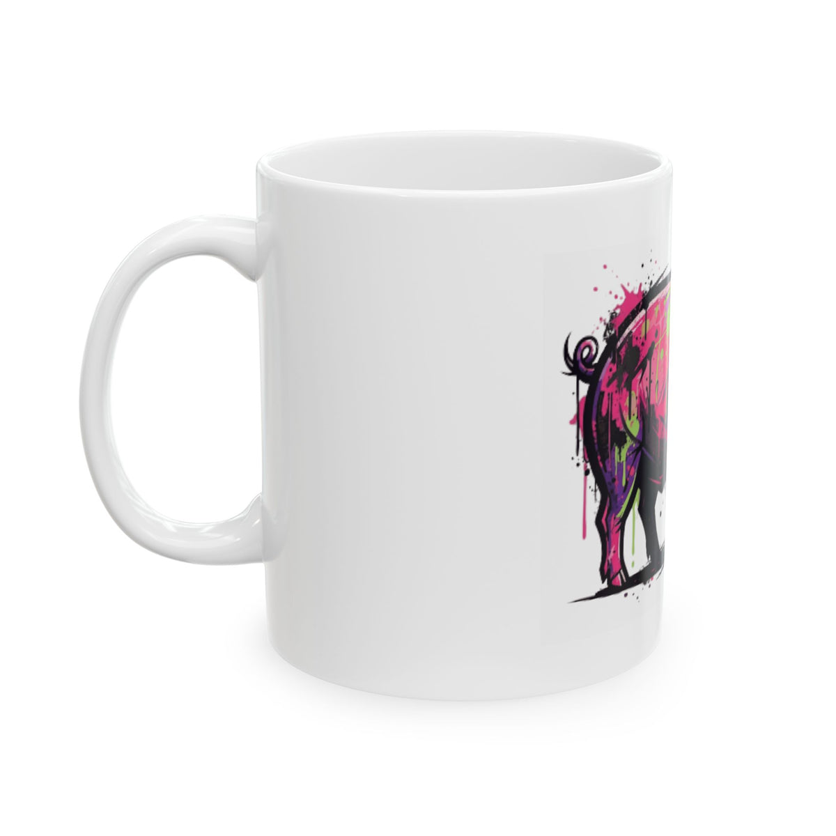 "Barnyard Pig" White Ceramic Mug