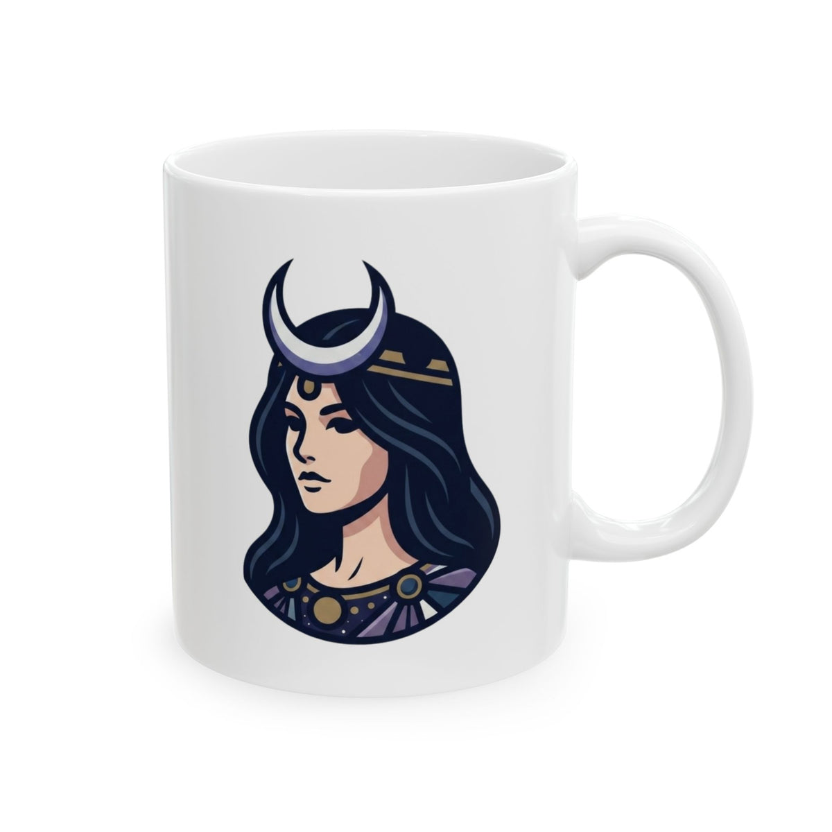 "The Cosmic Tarot (High Priestess)" White Ceramic Mug — Graphic