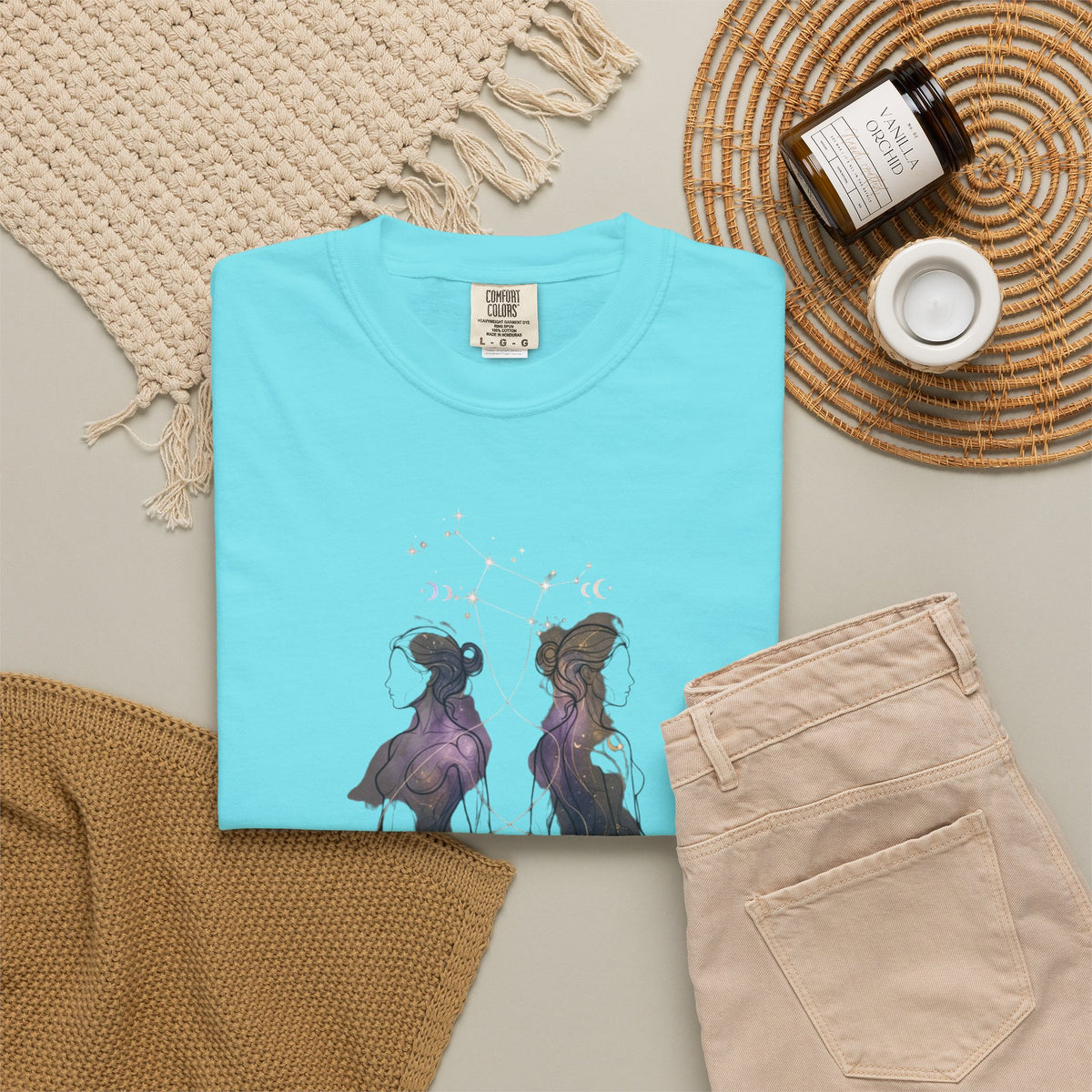 Gemini The Celestial Twins Unisex Garment-Dyed Tee