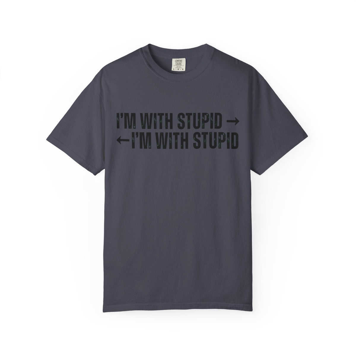 Color: Navy | I'm With Stupid Unisex Garment-Dyed Tee