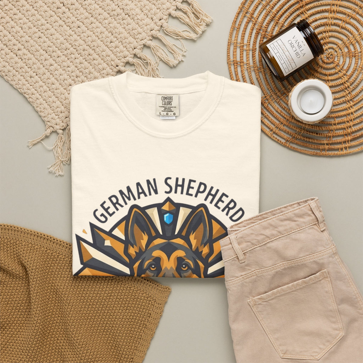 "German Shepherd Guardian Loyal Brave" Unisex Garment-Dyed Tee