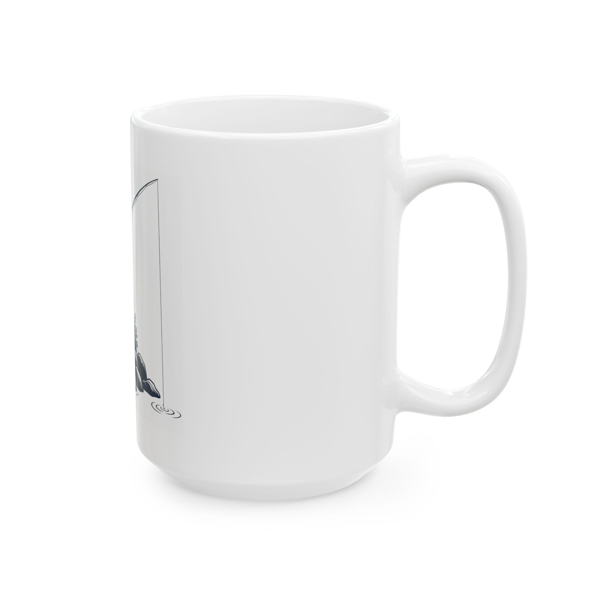 "Fishing" White Ceramic Mug