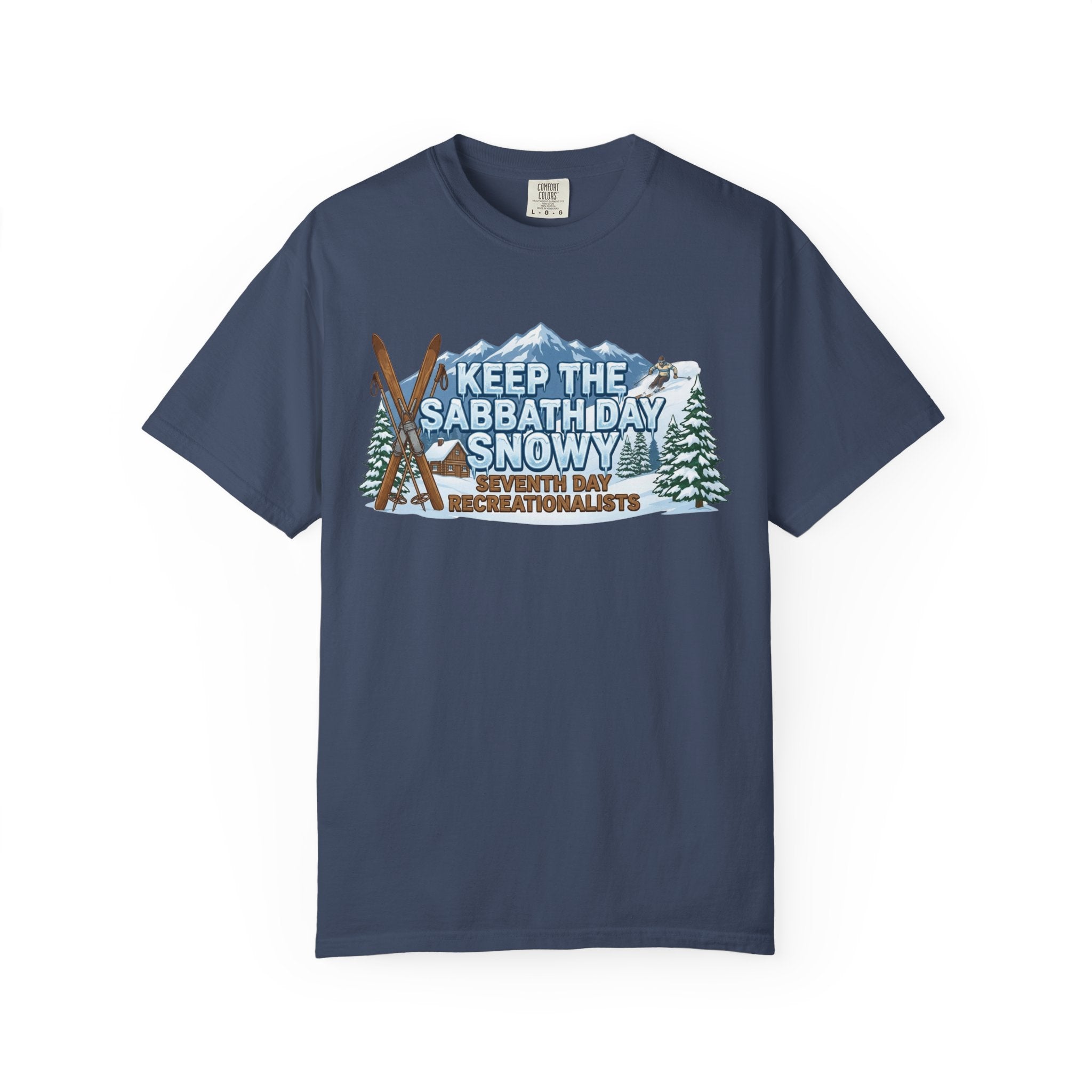 Ski Sabbath: My Church Has Powder | Garment-Dyed Tee — AttitudeShirts