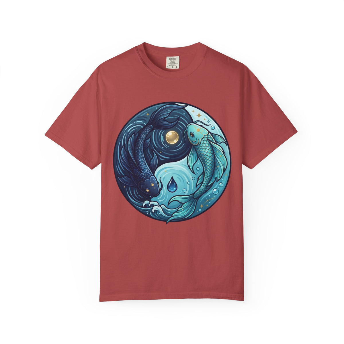 Color: Crimson | Yin Yang Pisces Unisex Garment-Dyed Tee