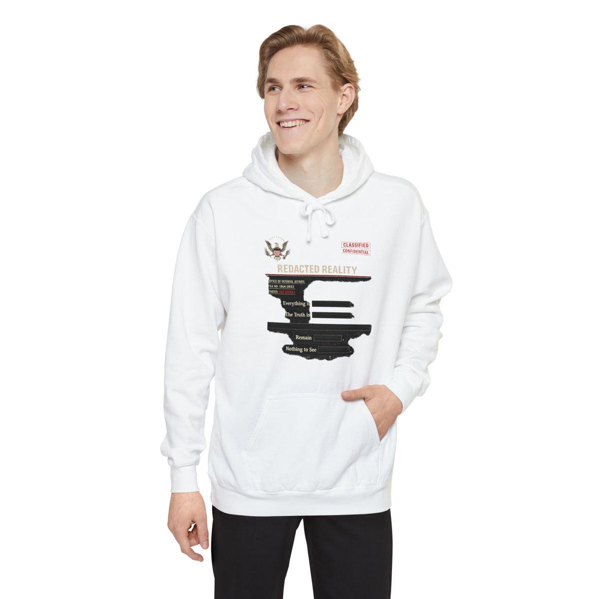 Color: White | Unfiltered & Unapologetic | Garment-Dyed Hoodie — AttitudeShirts