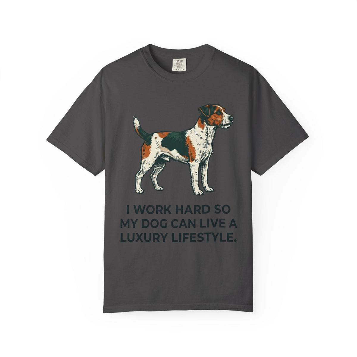 Color: Graphite | I Work Hard -1 Unisex Garment-Dyed T-shirt