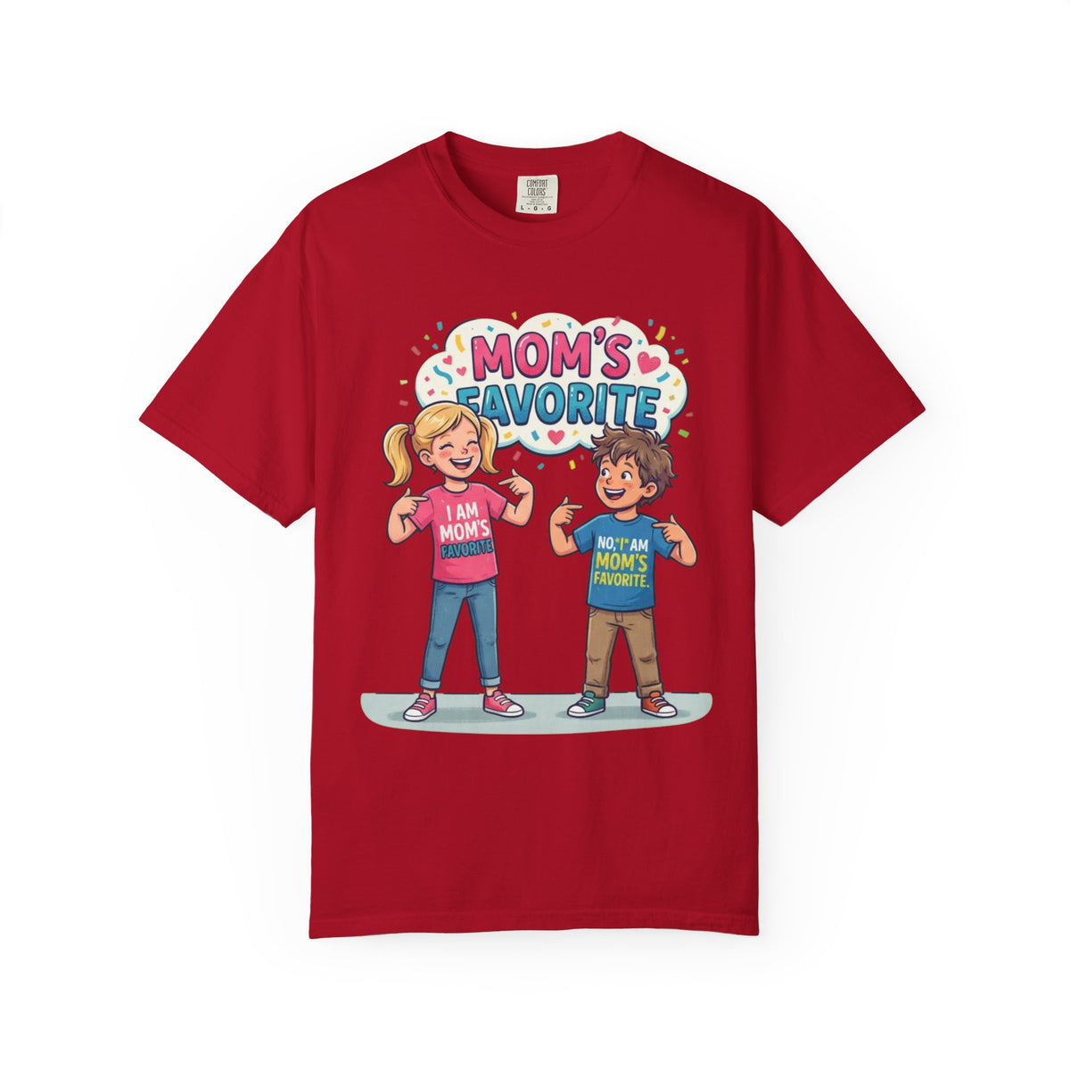 Color: Red | Mom's Favorite Unisex Garment-Dyed Tee