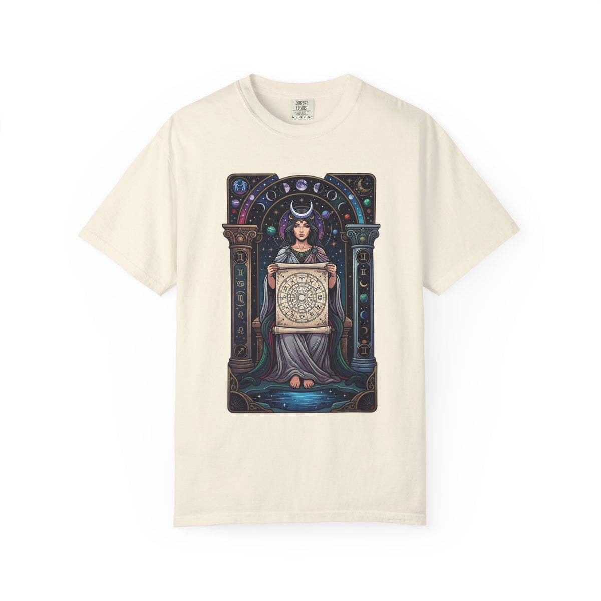 "The Cosmic Tarot (High Priestess)" Unisex Garment-Dyed Tee