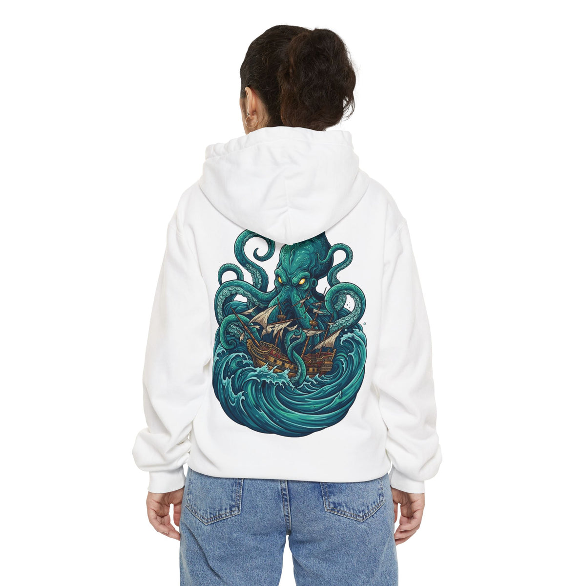 Color: White | The Kraken (Norse-Global Maritime) Garment-Dyed Hoodie