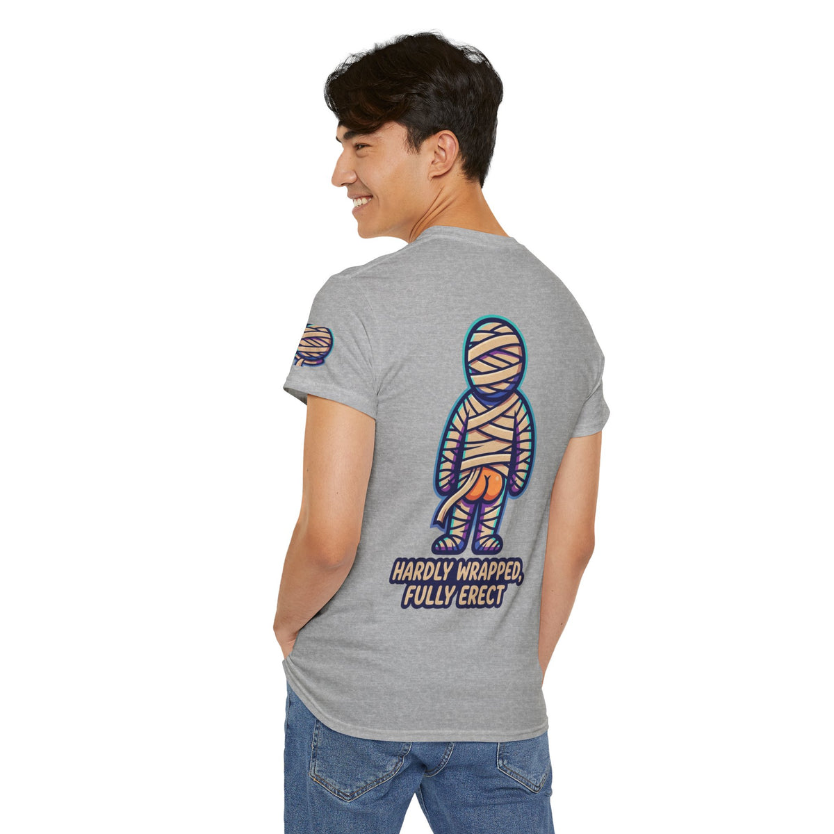 Color: Sport Grey | Hardly Wrapped, Fully Erect Premium Graphic Tee