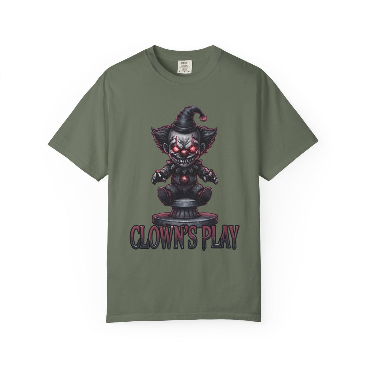Color: Moss | Clown Play Unisex Garment-Dyed Tee