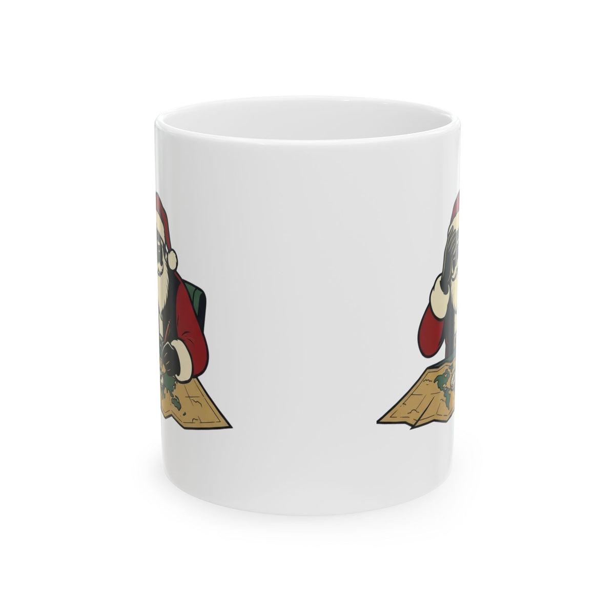 "Ho Ho Hard At Work" White Ceramic Mug — Graphic