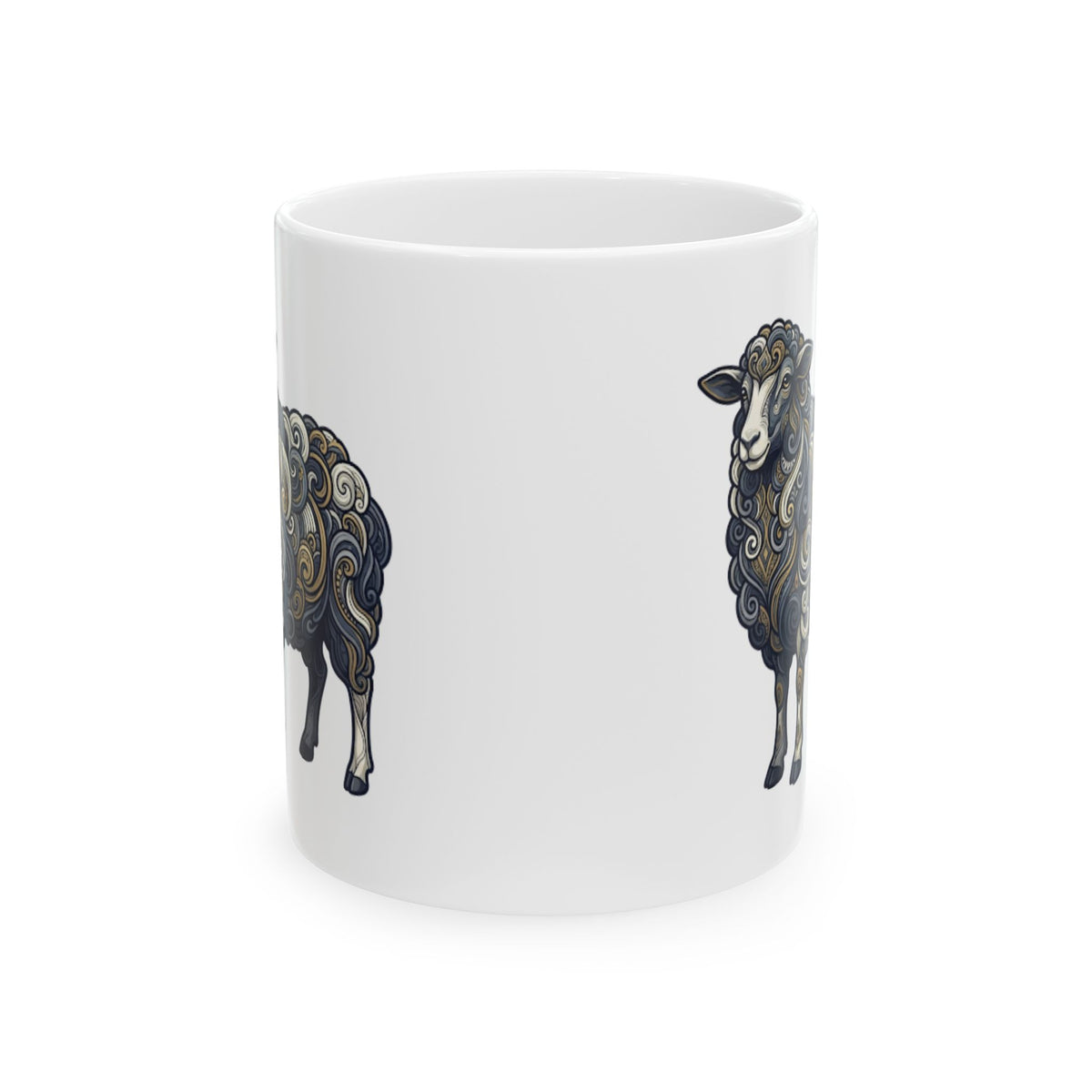 "Barnyard Sheep" White Ceramic Mug