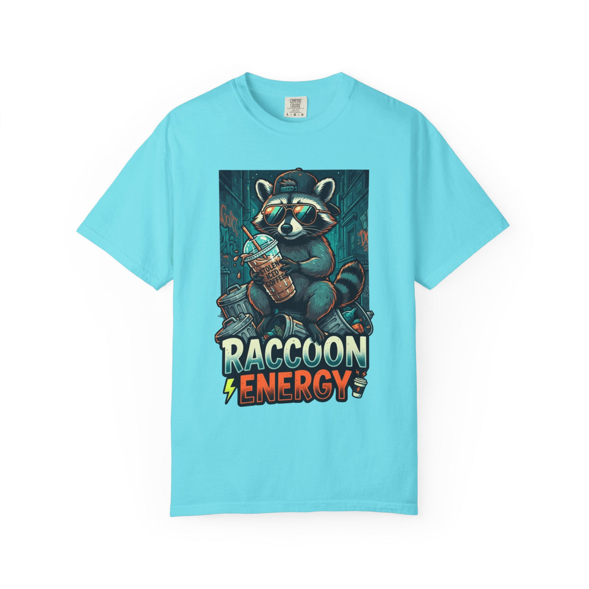"Raccoon Energy" Unisex Garment-Dyed Tee
