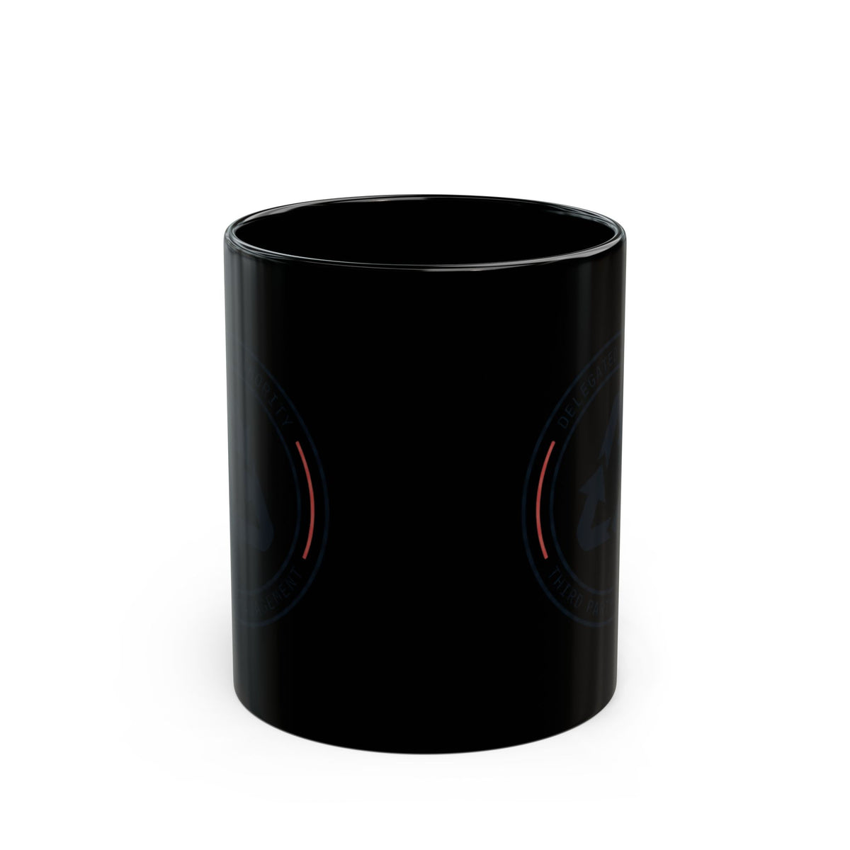 "Managed Entirely By Third Parties" Black Ceramic Mug — Graphic