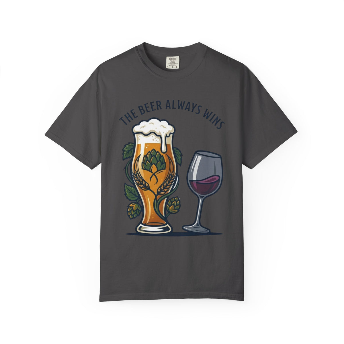 Color: Graphite | The Beer Always Wins Unisex Garment-Dyed Tee