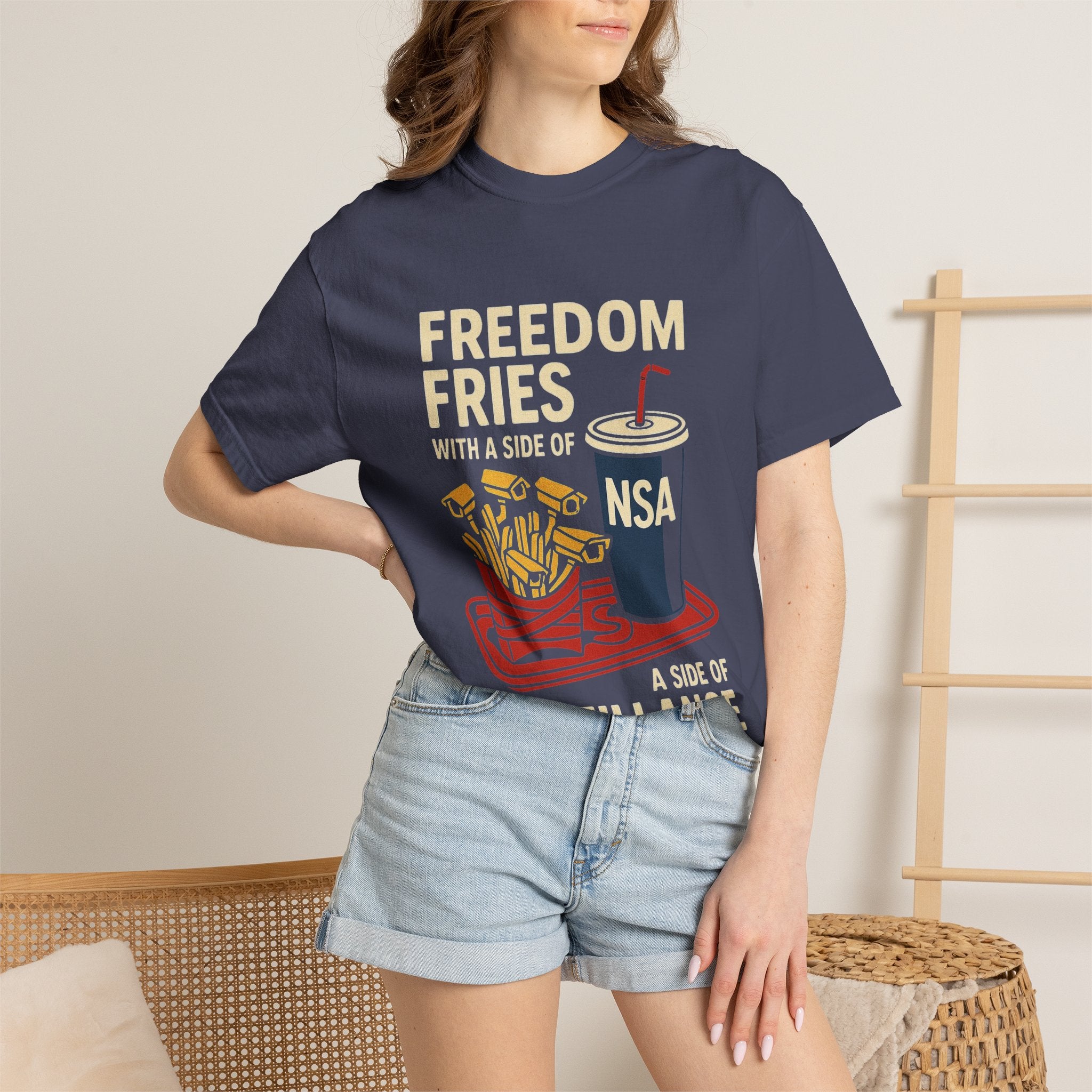 "Freedom Fries (With Extra Eyes)" Unisex Garment-Dyed T-shirt