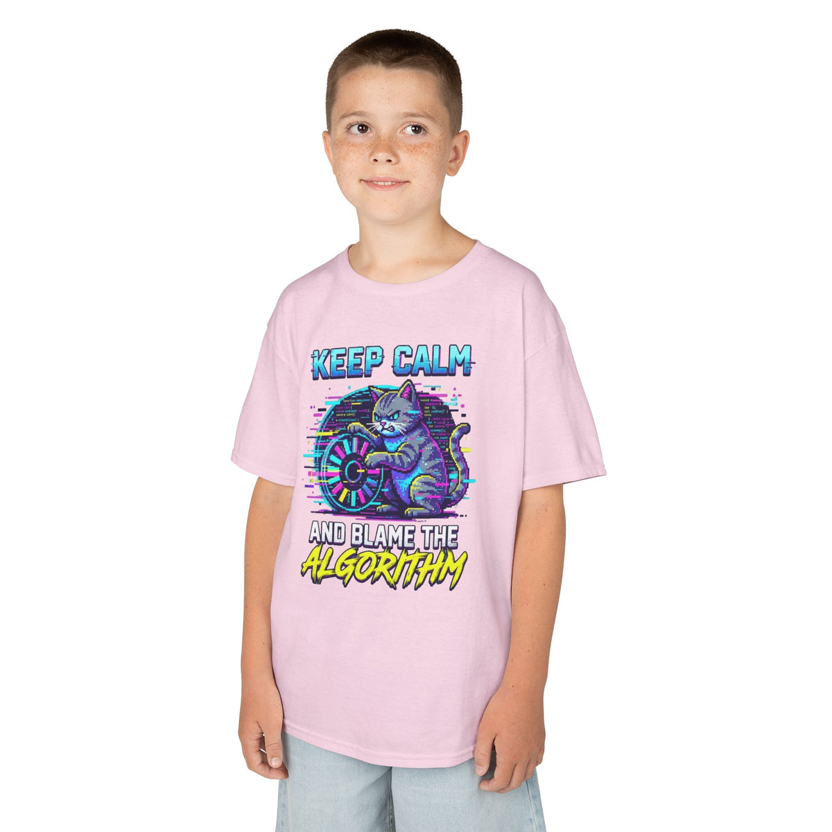 Color: Light Pink | Keep Calm And Blame The Algorithm Kids Tee