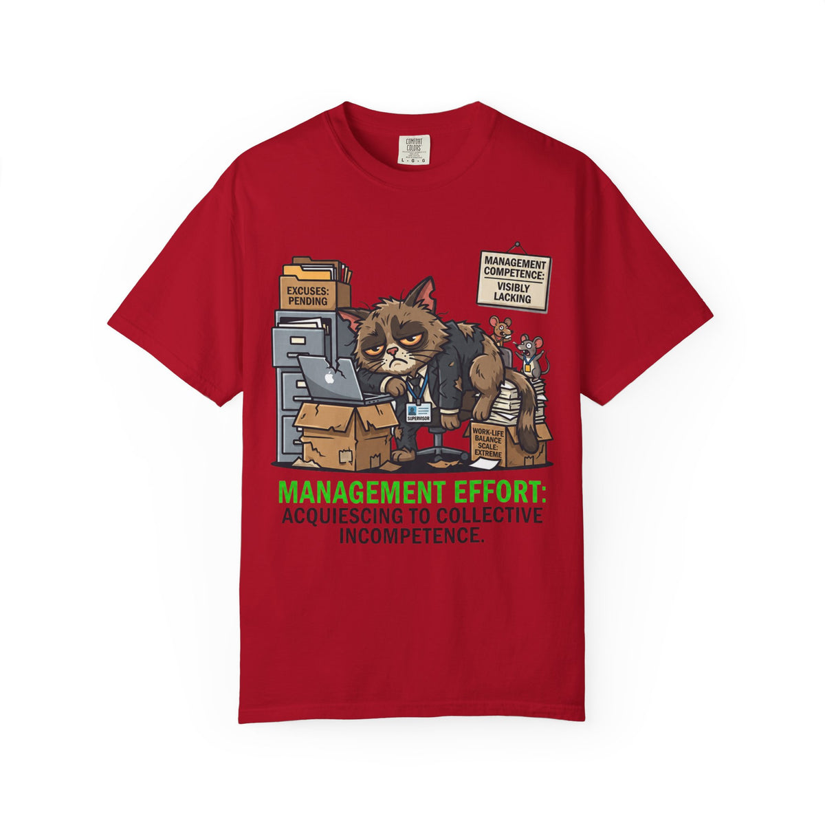 Color: Red | Acquiescing to Collective Incompetence Unisex Garment-Dyed Tee
