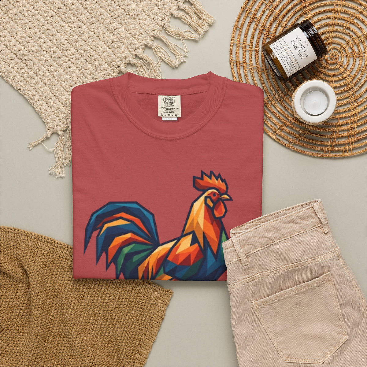 "Barnyard Rooster" Unisex Garment-Dyed Tee