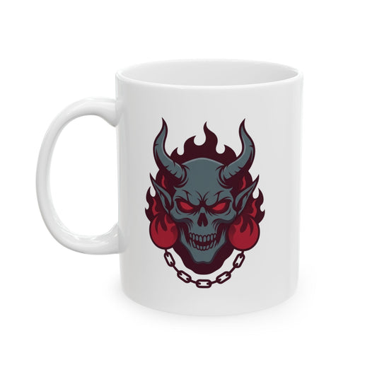 "Damned" White Ceramic Mug — Graphic