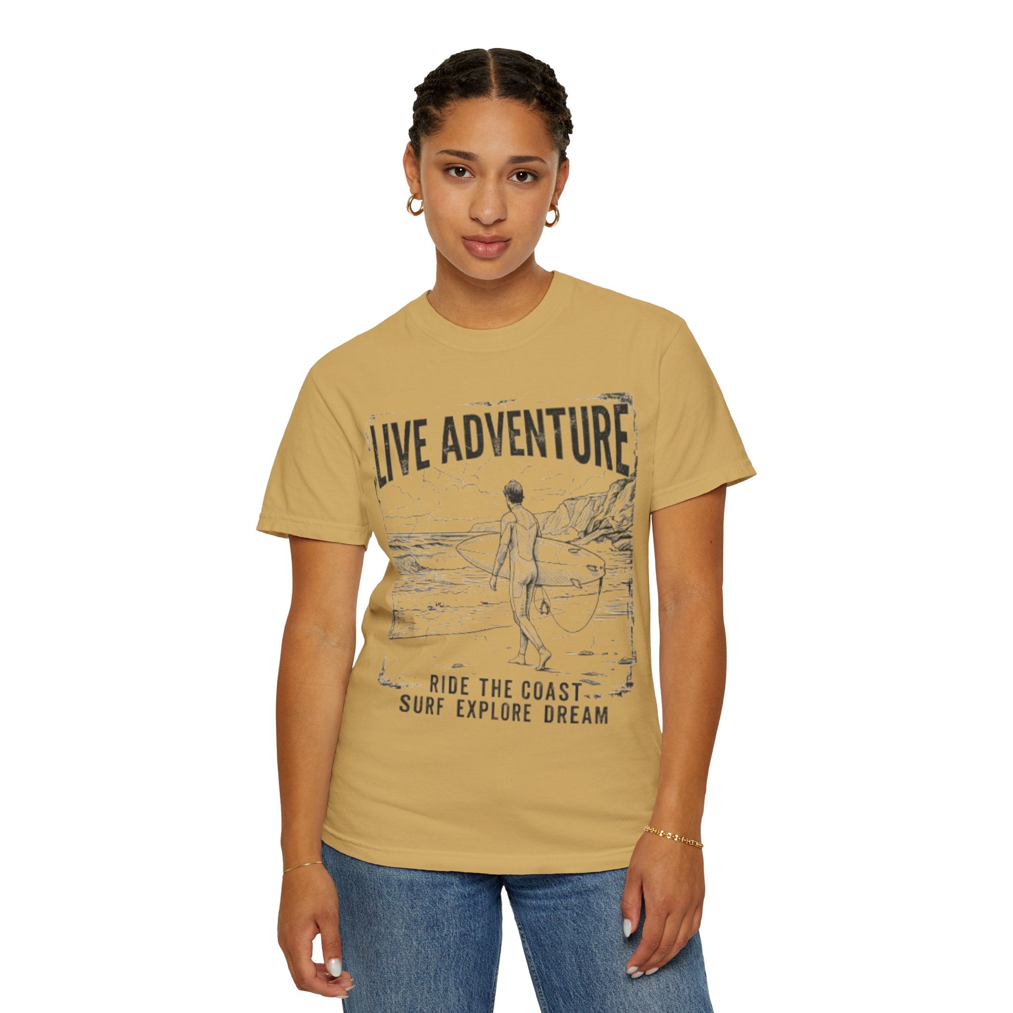 "Live Adventure - Surf" Unisex Garment-Dyed Tee