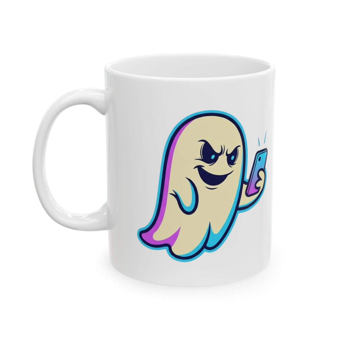 "Ghosting" White Ceramic Mug — Graphic