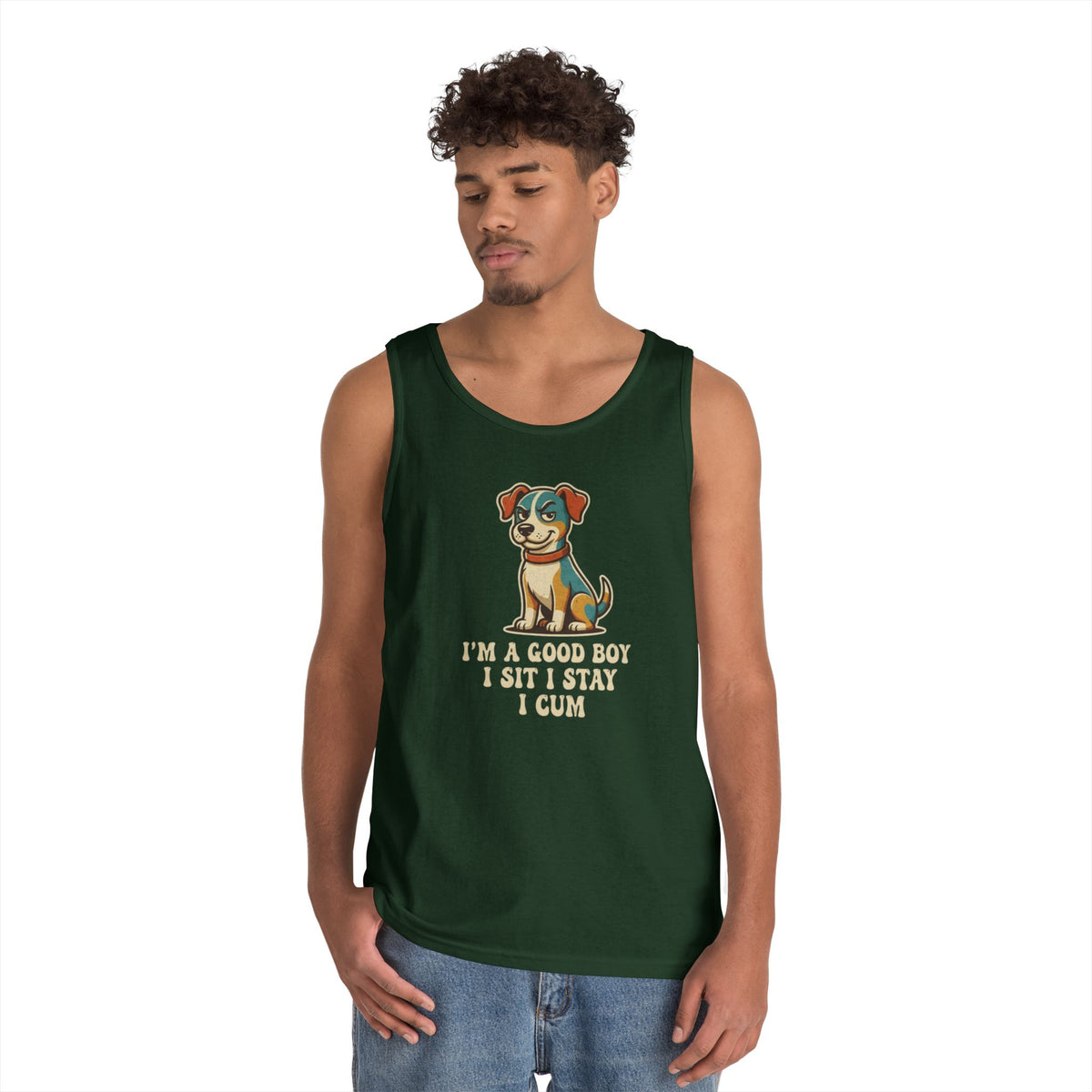 Color: Forest Green | I'm A Good Boy Tank Top