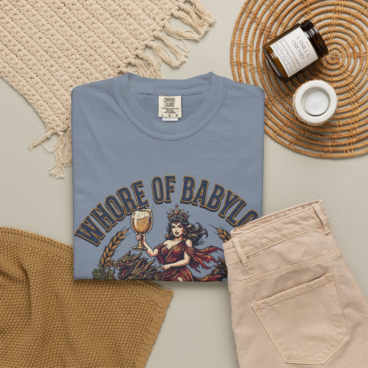 "Good Book Series Whore of Babylon" Unisex Garment-Dyed Tee