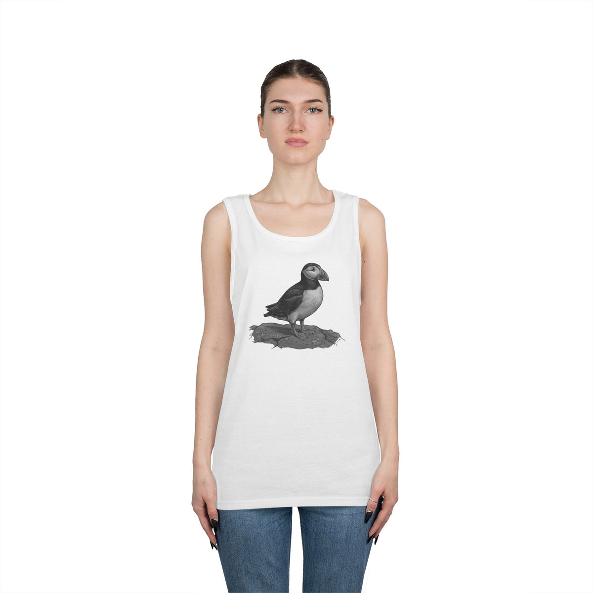 "Pencil Sketch Art Puffin" Tank Top