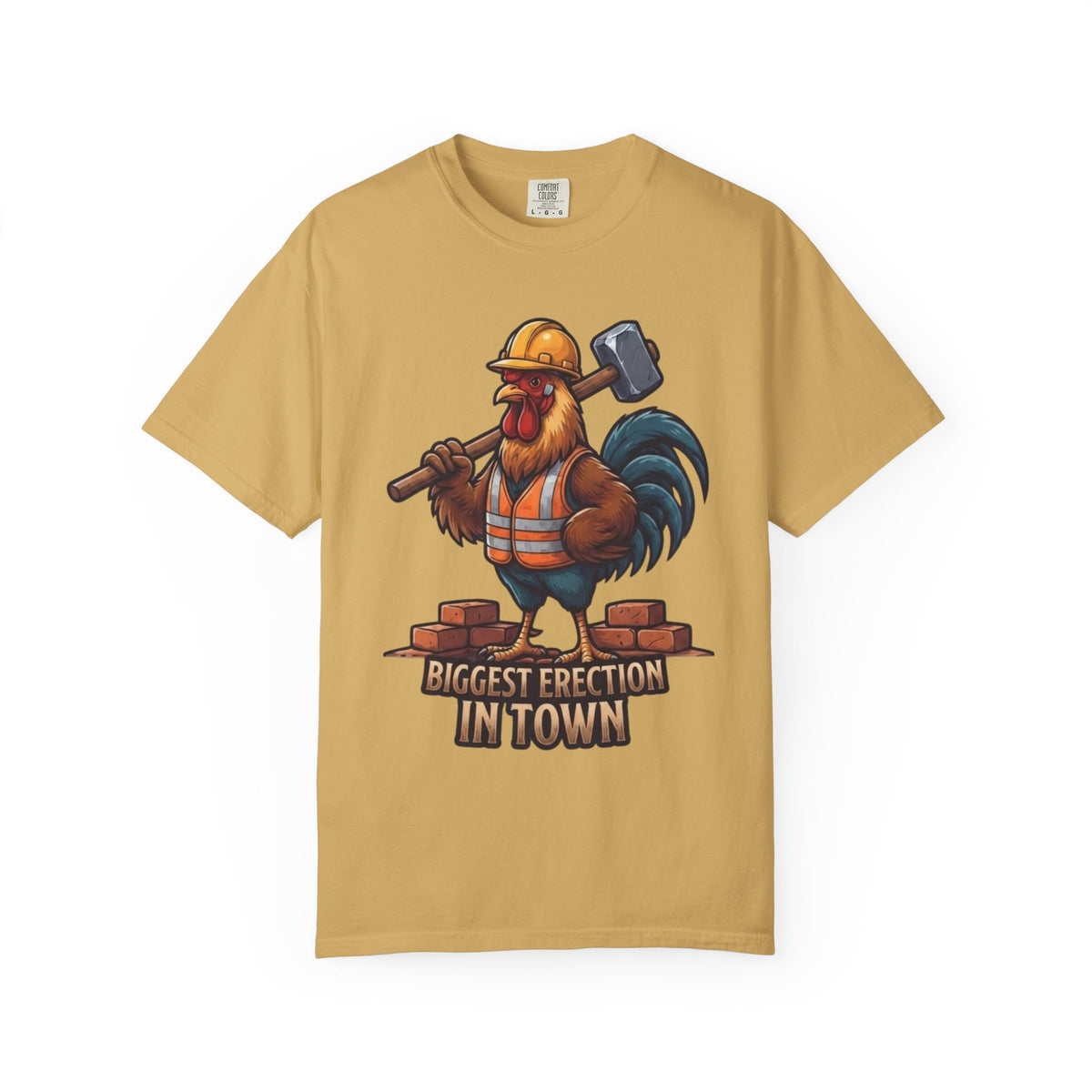 Color: Mustard | Biggest Erection in Town Unisex Garment-Dyed Tee