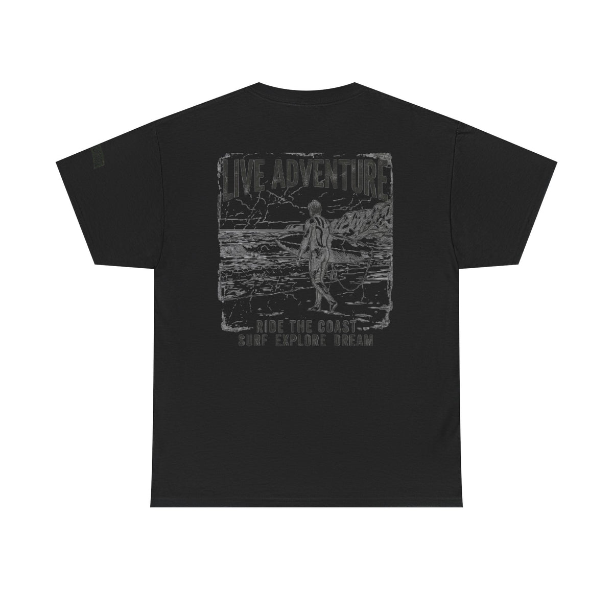 Color: Black | Live Adventure - Surf Premium Graphic Tee